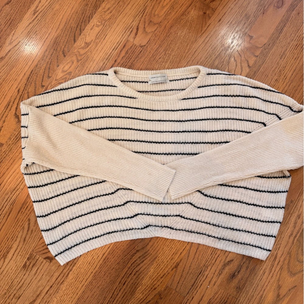 Urban Outfitters Cream and Black Striped Sweater